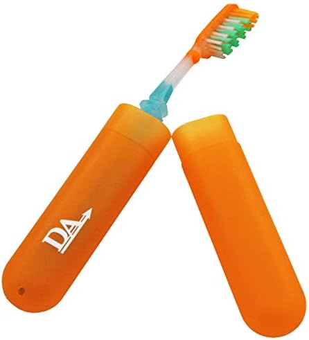 4 x Toothbrush Case Travel Cover ~ Plastic Holder, Store Clean Brushes on Holidays (Pink, Blue, Green & Orange)