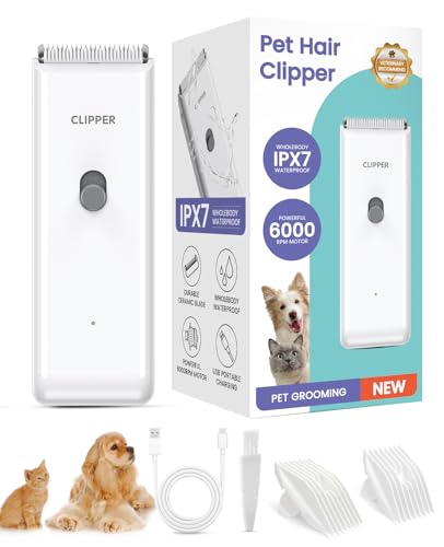 Tawiijou Pet Clippers for Dog Hair Grooming Low Noise, Rechargeable Cordless Cat Shaver with Ceramic Blade,Portable Pet Hair Trimmer for Matted & Long Hair