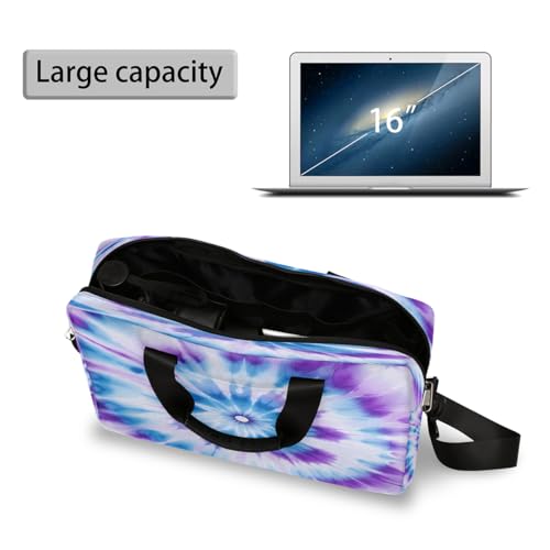 Maletín para laptop con diseño tie dye azul y púrpura miniatura 5