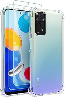 Osophter for Xiaomi Redmi Note 11 Case Clear with 2pcs Screen Protector Transparent Reinforced Corners TPU Shock-Absorption Flexible Cell Phone Cover for Xiaomi Redmi Note 11(clear)