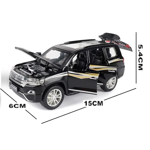 Image of New 1:32 Land Cruiser Diecast Alloy Metal Pull Back Car with Openable Doors Music Sound and Light Vehicle Toy Car for Kids Boys (Blue)