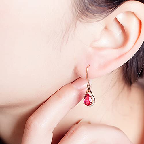 Boucles d'oreilles ruby forme goutte d'eau argent 925 bijoux pour femmes couleur rose