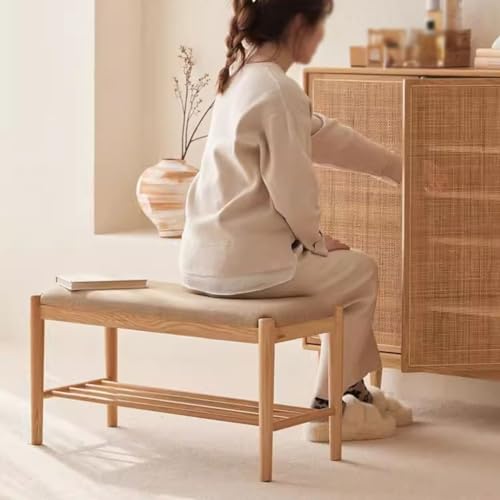 Banc à langer d'entrée en bois avec coffre de rangement de chaussures - 2