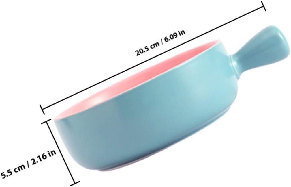 ARTIBETTER Ceramic Salad Bowl with Handle, Light Blue and White Multi-function Ramen and Rice Bowl for Kitchen and Daily Use image 2