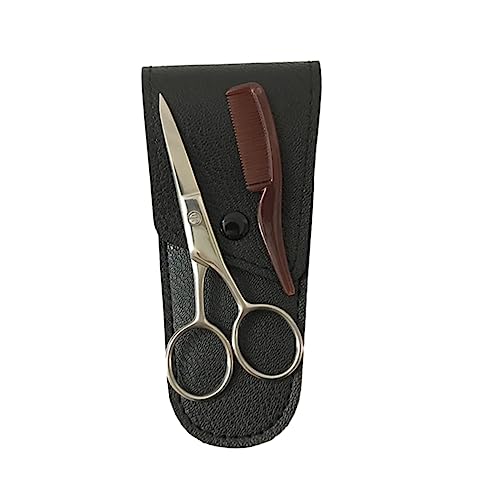 FOYTOKI Mens Eyebrow Trimmer Kit 1 Set Stainless Steel Scissor Comb Beard Mustache Cutting Scissors Portable Grooming Tool