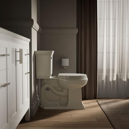 Image of KOHLER K-4775-47 Brevia Round Toilet Seat with Quick-Release Hinges And Quick-Attach Hardware For Easy Clean, Almond