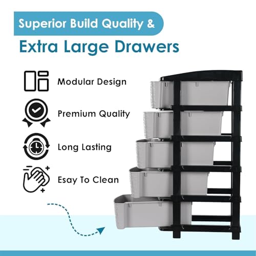 Image of 5XL Plastic Modular Drawer System for Home, Office, Hospital, Parlor, School, Doctors, Home and Kids, Product Dimension When assembeled