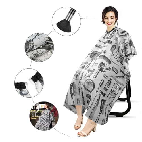 LOPHE Hairdressing Gown Barbers Cape, Salon Cape Apron with Neck Duster Brush and Hairdressers Comb - Image 3