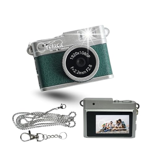 Image of FETACA Mini Digital Camera with Filter Modes, 1080p FHD Video, Flashlight & Keychain | Portable Cute Vlogging Camera for Travel, Gifts & Fun (Green)
