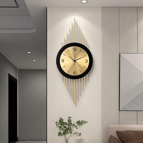 QIUHTR Modern Creative Wall Clock for Living Room,Metal Decorative Wall