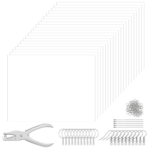 Ganwavo 146 Pièces Plastique Fou A5, Kit de Feuille Thermorétractable, avec Perforateur et Accessoires Complets, pour Création de Porte Clés et Loisirs Créatifs