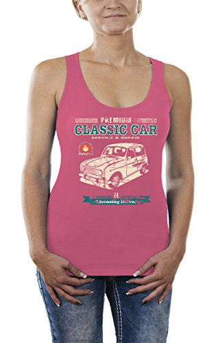  Touchlines Classic Car Renault R4 Youngtimer Canotta, Rosso (Fuchsia 49), M Donna
