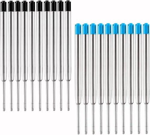 Metal Refill Smooth Writing Ink Pen Refills, 20Pcs Replaceable Metal Ballpoint Black Ink Pen Refills, Steel Refill Smooth Writing Ball Point pens refill, 1.0mm