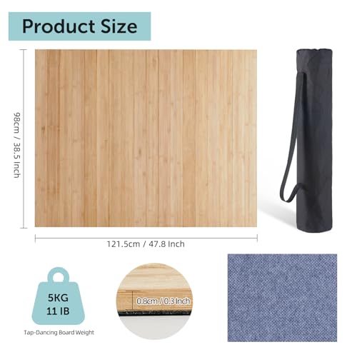Tristcily Tap Dance Floor for Any Surface - Bamboo Portable Dance Floor with Storage Bag,47.8
