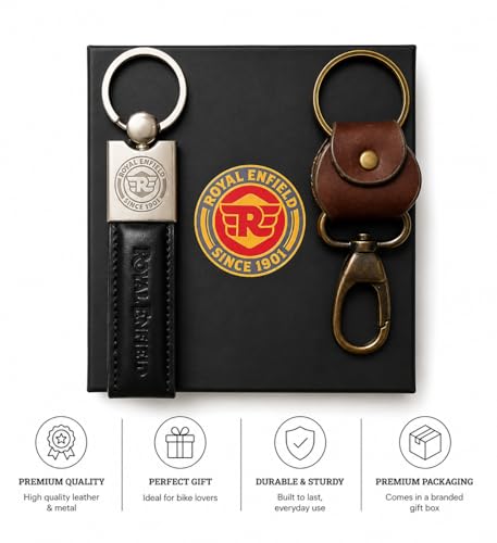 Image of Leather Strap Keychain, Embossed Logo Design, Durable Premium Key Ring for Bike Lovers & Gift Use