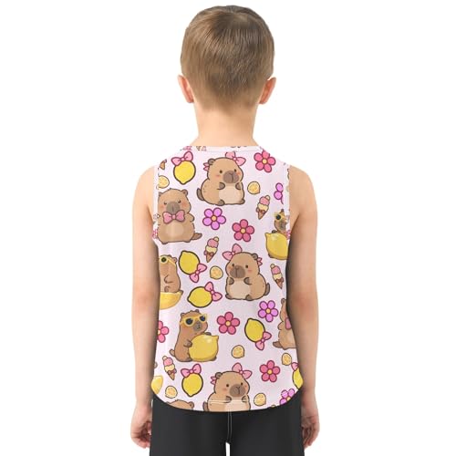 Boys' Tank Top Shirt Capybara Lemon Flower Pattern Sleeveless T-Shirts3