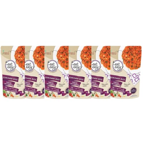 Image of Eat Easy Ready To Eat Schezwan Rice- 95gm (Pack of 6) | Just Add Water and Cook | Desi Chinese Instant Food | Freeze Dehydrated | Travel Food | No Added Preservatives | No Added Artificial Colours & Flavours