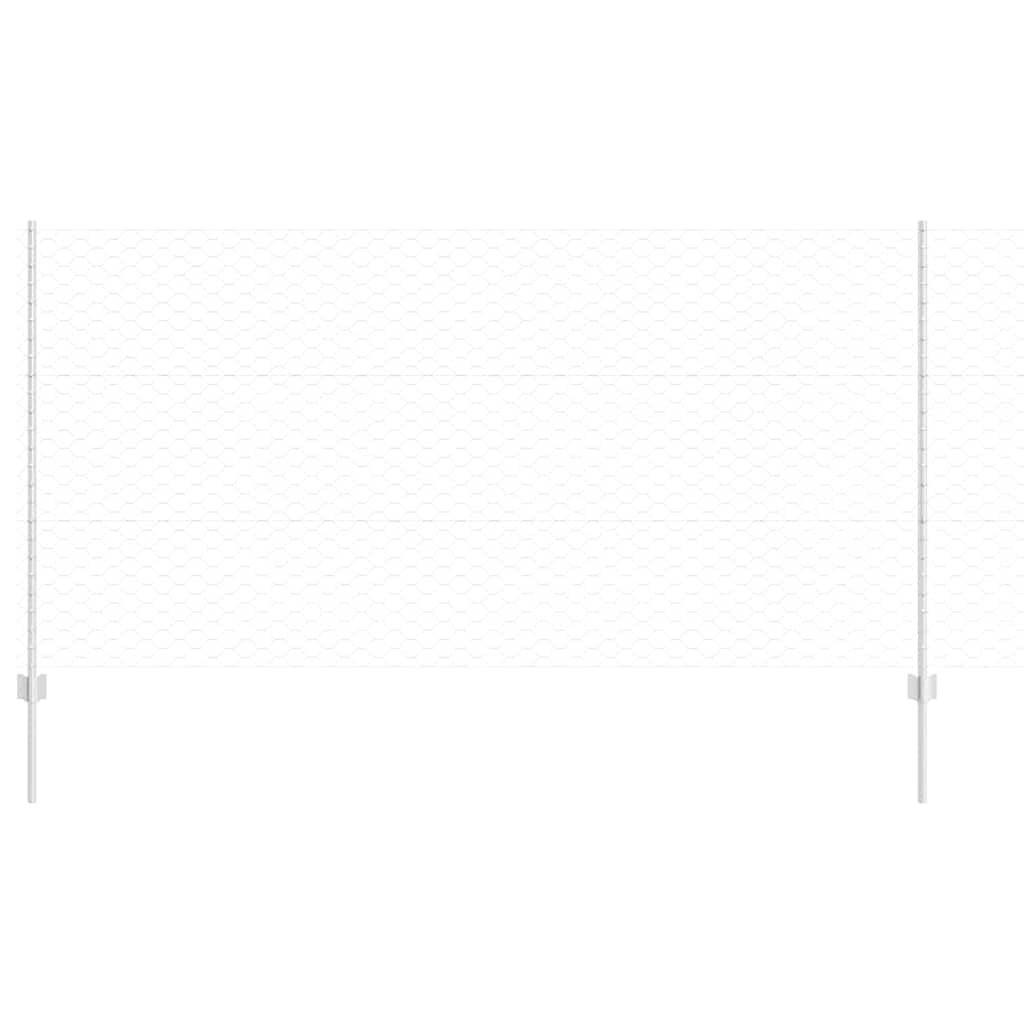 Outdoor Steel Garden Fence Panel Set with Posts Silver 1.4m x 100m, UV Resistant Easy Assembly Privacy Screen for Patio Terrace Boundary