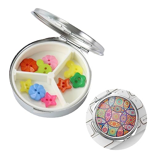 Portapillole Impermeabile,Confezione Portapillole Rotonde in Metallo,Portapillole Piccolo con Organizzatore di Vitamine a Specchio per la Vita Quotidiana e i Viaggi