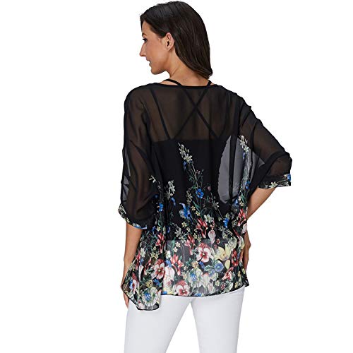 Image of Ckikiou Plus Size Batwing Flowy Semi Sheer Chiffon Blouse Tunic for Women Summer Floral Print Boho Beach Cover ups