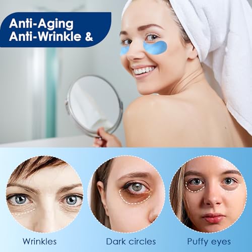60 Piezas azul Máscara para los Ojos, Mascarilla Eye Patches con Colágeno y Ácido Hialurónico Para, Hacer Que La Piel De Los Ojos Esté Firme, Hidratada, Reduce Bolsas y Ojeras Oscuras - imagen 6