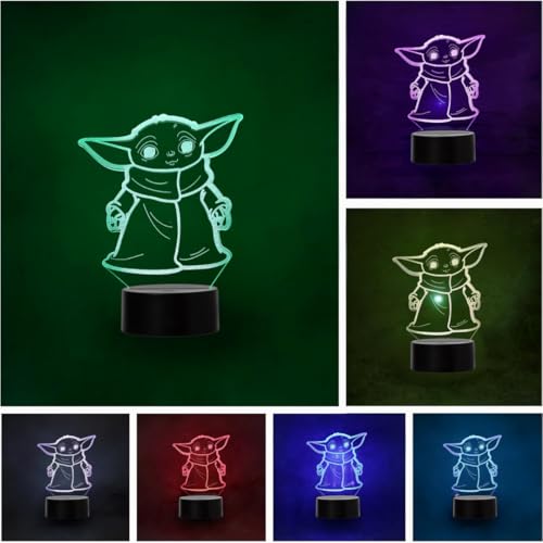 Lampara LED The Child Baby Yoda Cambia Color USB Luz Nocturna y decoración