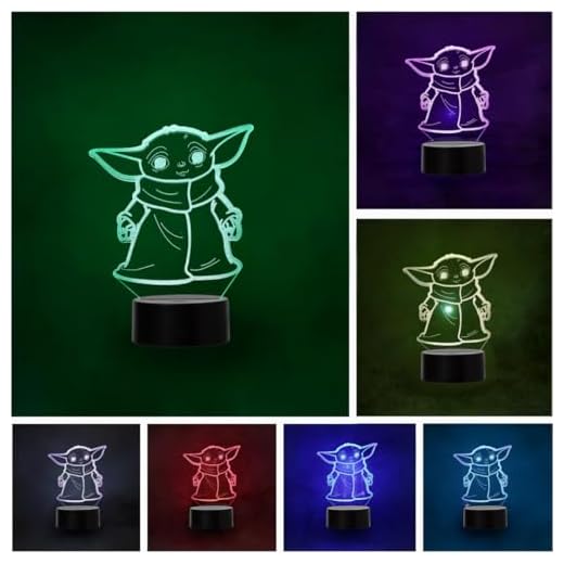 Lampara LED The Child Baby Yoda Cambia Color USB Luz Nocturna y decoración