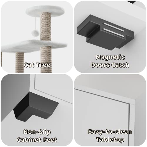 Wishive Litter Box Enclosure With Cat Tree, Cat Litter Box Enclosure, Cat Litter Box Furniture With Cat Tree Tower, Indoor Cat House With Sisal Scratching Post, Pet Washroom For Large Cats #TOP6