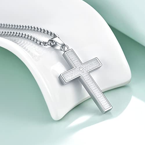 Rnivida Stainless Steel Cross Necklace for Men Lord's Prayer Pendant Necklace with Chain 22 Inch3