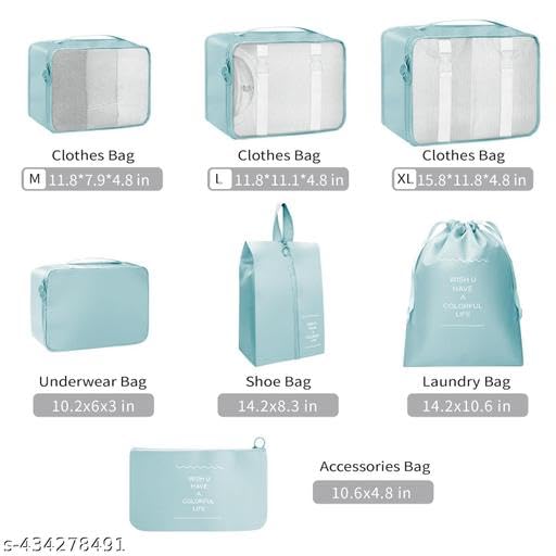 (Multicolor) Travel Organizer 7 in 1 Travel Laundry Cosmetics Luggage Packing Organizers Set Makeup Bags Organizer Packing Cubes with Shoe Bag for travel, Nylon 7-in-1-cactus0803 SB-P8302 3