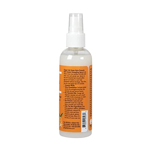 Ginger Lily Farms Salon Formula Kid’s Instant Detangling Spray, Tear-Free Formula, Hair Detangler Spray for Kids, 100% Vegan & Cruelty-Free, 3.3 oz (Pack of 4) - Image 4