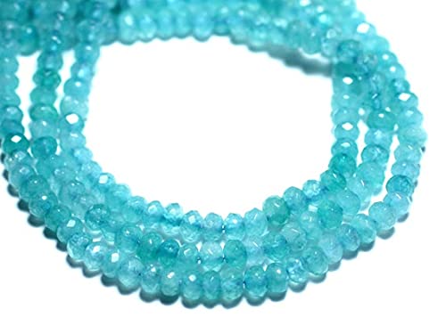 Perles facettées rondelle 4x2mm turquoise blue jade LKBEADS pour enfilage facile et précis