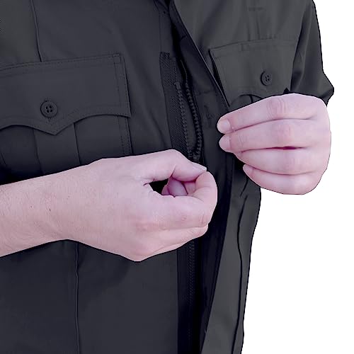 Image of First Class 100% Polyester Short & Long Sleeve Zippered Uniform Shirt 4 Pocket Hidden, Law Enforcement BDU Zipper Closure.