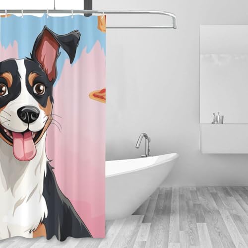Rideau de bain avec 12 crochets rideau de douche imperméable chien 182x152 - 6