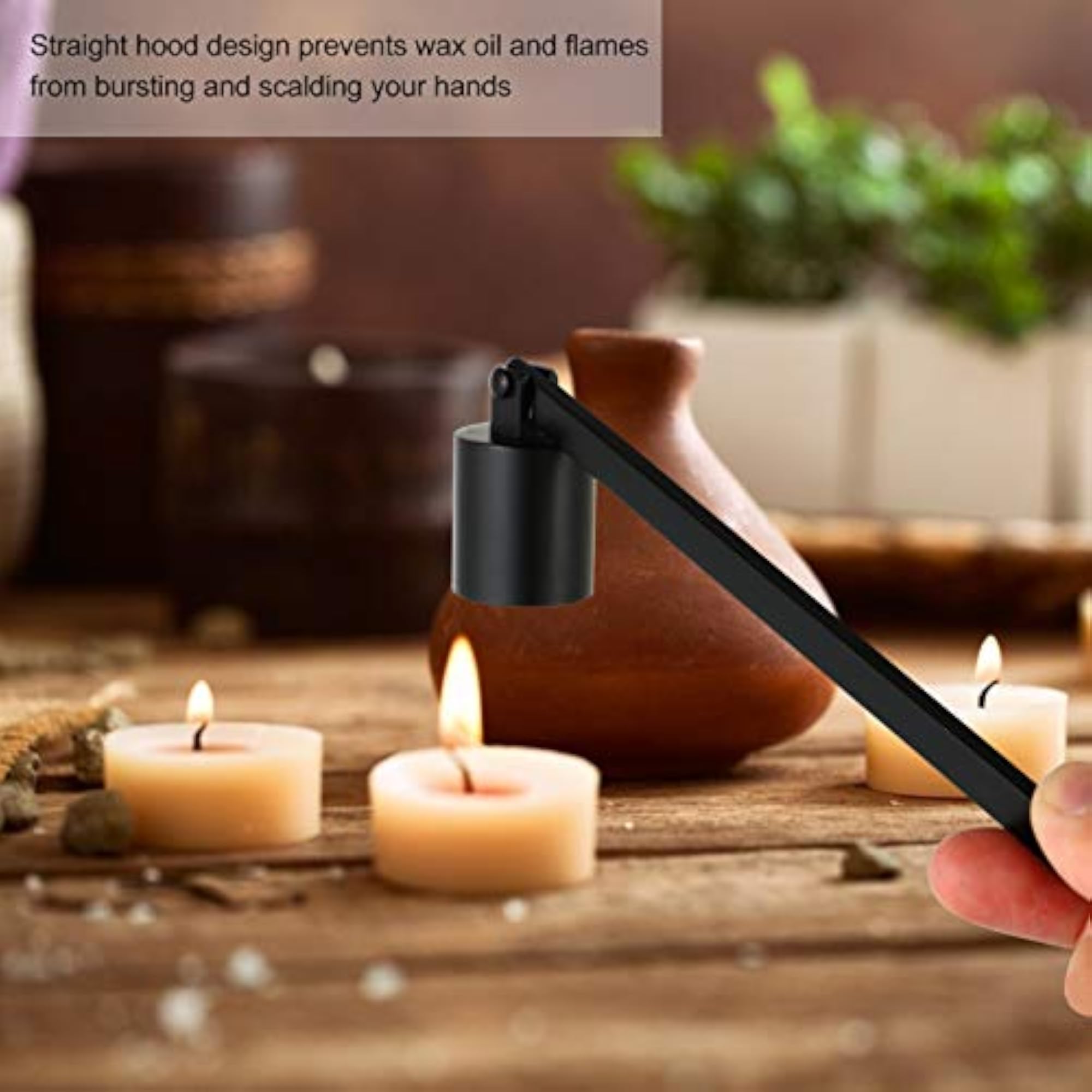 Black Candle Snuffer with Long Handle