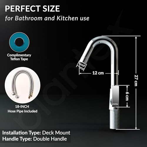 Image of Plantex Solid Brass Mixer Tap for Bathroom /Wash Basin Tap Hot and Cold /Bathroom Accessories /Water Tap /Sink Tap for Wash Basin (Star, Chrome)