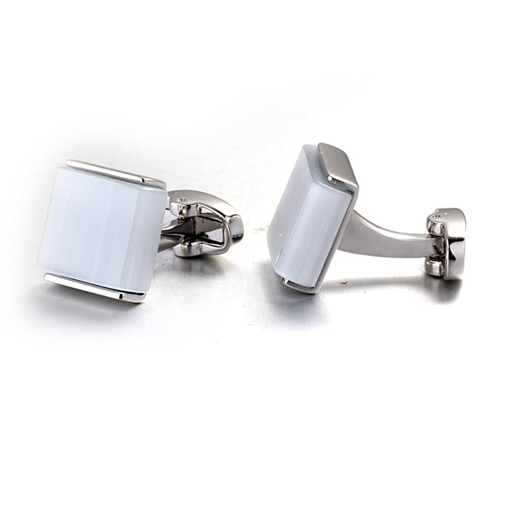 Rilascio Gemelli in opale bianco Polsini della camicia francese Gemelli della camicia francese eleganti e raffinati Gemelli della camicia francese sobri ed eleganti