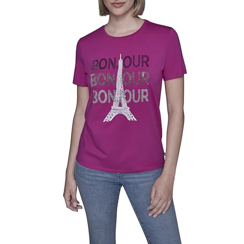 KARL LAGERFELD Paris Women's Sportswear Logo T-Shirt, Bright Jewel Pink,