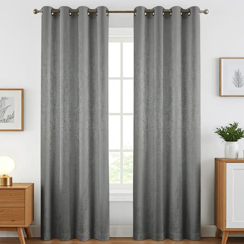 Image of FRESH FROM LOOM Supreme Texture Polyester Padre| Semi Black Out 80% Room Darkening Screens | Curtains for Home 9 Feet (Grey| 2pc Double Weaved Parda | Eyelet Ring | Long Door Curtain)