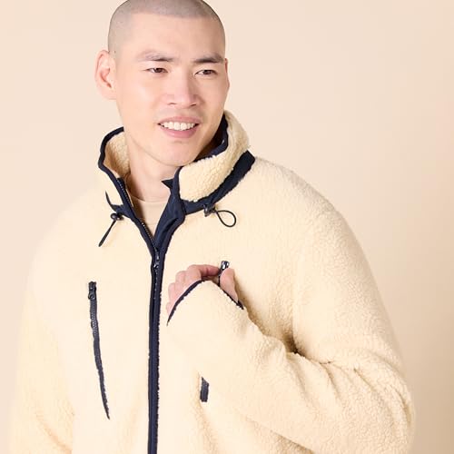Amazon Essentials Men's Teddy Fleece Full-Zip Mock Neck Jacket with Chest Pockets4