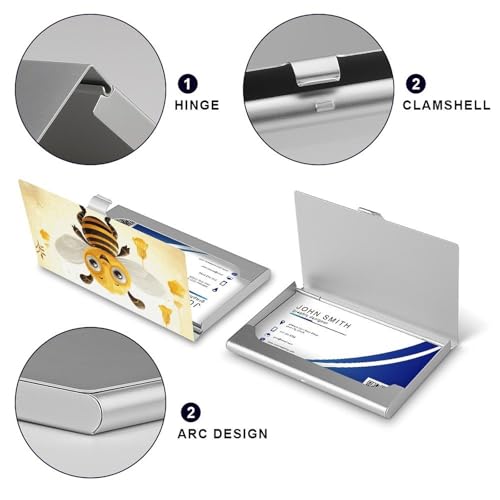 Slim Metal Business Card Holder - Cute Bees Honey Aluminum Alloy Card Case with Buckle Closure, Holds 20 Cards & Cash, Professional Credit Card Size ID Holder for Men Women Gift4
