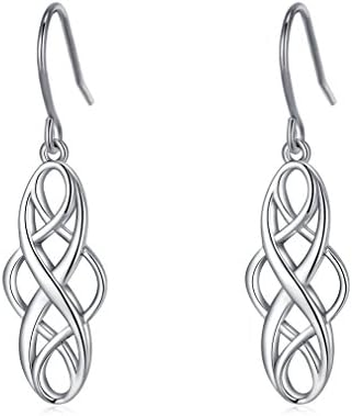 LAIMALA 925 Silver Earrings Celtic Knot Dangle Earrings Necklace Good Luck Polished Irish Jewelry Sets for Women Girls Christmas Gifts for women