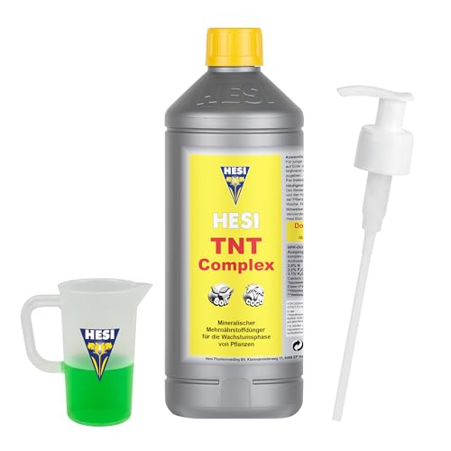 Hesi TNT Complex 1L mit Dosierpumpe und Messbecher Wachstumsdünger für kräftige Pflanzen und starke Wurzeln