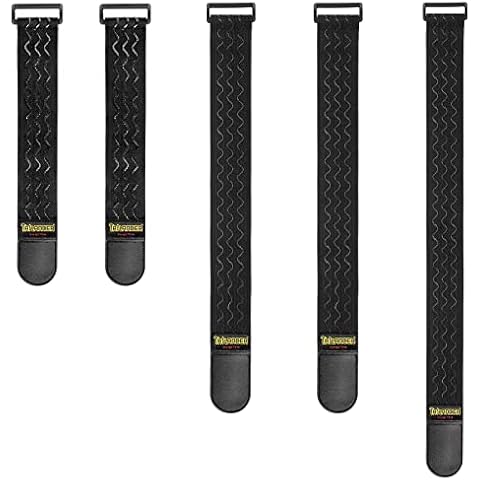 Trilancer Elastic Cinch Straps with Anti-Slip Strips, 3 Size Combo(5-Pack) Heavy Duty Hook and Loop Storage Straps for Extension Cords, Cables, Ropes, Hoses, Bike, RV, Pant Garters,Garage Organization Cover