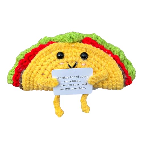 PLWalker Emotional Support Taco Nuggets Plush Crochet Emotional Support Dumplings Knitted Doll Fries Inspirational Gift Ornament (Taco with Legs)