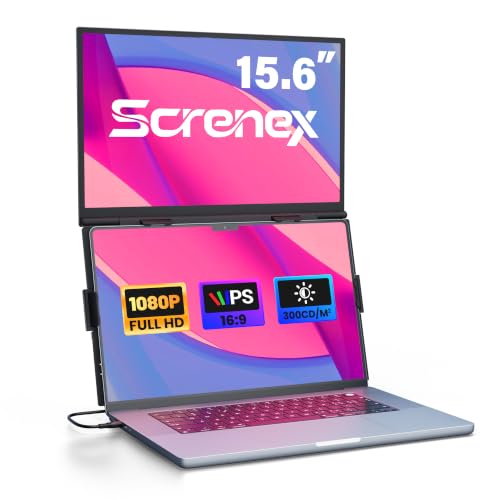 Image of 15.6 inch Laptop Screen Extender, FHD IPS Vertical Portable Dual Monitor, 0.16 inch Ultra-Slim One-Cable Plug & Play Travel Monitor Above Laptop Screen for 13-17 inch Laptops Compatible with Win /Mac /Android