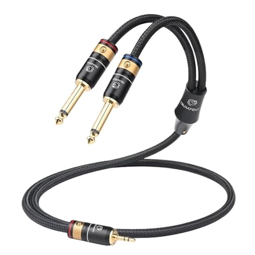 GBIQDWTLK Cable de audio HiFi 6N de 3,5 mm a doble de 6,5 mm para amplificador de teléfono, enchufe chapado en oro, conector estéreo 3,5 a cable de señal de audio dual 6,5 TS (0,75 m)
