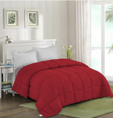Image of Quilt for All Season 150 GSM Comforter Duvet /Ac Blanket Double Bed Soft Microfiber Lightweight (90 inch X 100 inch Inches) - Double Bed Comforter - Burgundy Color