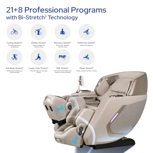 Image of ROTAI R-NEXA 4D Robotic Massage Chair with Rovo Walking Technology | Dual-Core Synergy System | Bi-Stretch Deep Stretching | 38-Airbag Full Body Air Compression Massage Chair (Beige)