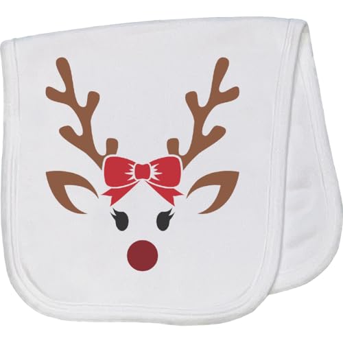 inktastic Reindeer Face Christmas Girl Baby Burp Cloth White 46d45